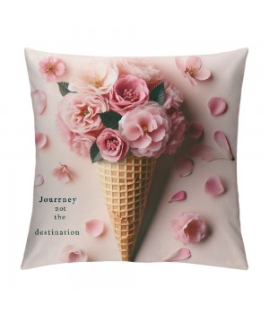 Ulloord Throw pillow Covers Pink Sweet Series Printed Journey Lettering Decorative Throw pillow Case Square Home Couch Bed Summer pillowslips (Pink Style)