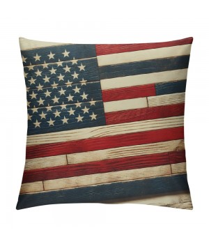 Ulloord  Throw pillow Covers Retro Rustic Wood Background with Vintage USA American Flag Decorative pillow Covers for Independence Day pillow Case Cushion Cover Home Bed Couch