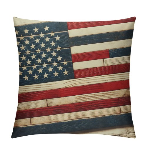 Ulloord  Throw pillow Covers Retro Rustic Wood Background with Vintage USA American Flag Decorative pillow Covers for Independence Day pillow Case Cushion Cover Home Bed Couch