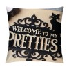 Halloween Decoration Cat Witches and Welcome Quote Saying Decorative pillow Covers Chalkboard Black Toss Throw pillowslip Cushion Cover for Home Sofa pillowcase (C-)