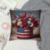 Ulloord  Red Bird Home Farmhouse pillow Covers Vintage American Flag with Sunflower Flower Farm pillow Cases Wood&nbsp;Memorial Day Theme pillows Cushion Cover for Sofa(USA Flag)