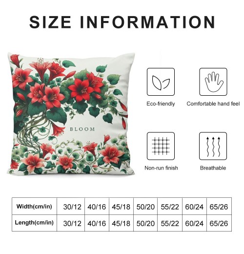 Ulloord  Red Geranium Flower Throw pillow Covers Vintage Quote Antique&nbsp;Floral Bloom Spring Summer Cushion Case Decor, Home Sweet Home Plant Botanical Decoration for Sofa Couch