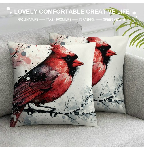 Ulloord pillow Covers Christmas Bird Decorative Throw pillow Covers Super Soft pillowcases Cushion Cover Home Office Sofa Car Decor