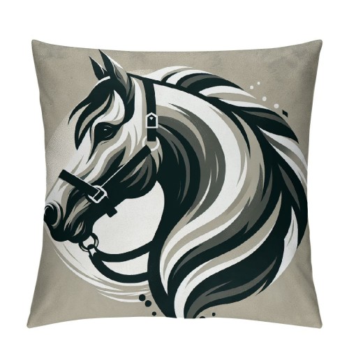 Ulloord Horse Throw pillow Covers, Rustic Animals Horse Art Pattern Cushion Case for Home Living Room Decor, Retro Farmhouse Horse Black Brown Decorative Throw Cushion Case