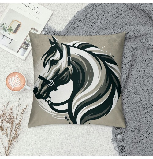 Ulloord Horse Throw pillow Covers, Rustic Animals Horse Art Pattern Cushion Case for Home Living Room Decor, Retro Farmhouse Horse Black Brown Decorative Throw Cushion Case