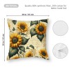 Ulloord  Vintage Sunflower Decorative pillow Cover Fresh Flower with Green Leaf Throw Farmhouse pillowcase Rustic Cushion Cover Home for Sofa