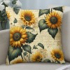 Ulloord  Vintage Sunflower Decorative pillow Cover Fresh Flower with Green Leaf Throw Farmhouse pillowcase Rustic Cushion Cover Home for Sofa