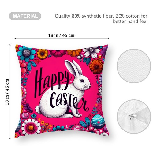 Ulloord Happy Easter Throw pillow Covers Lovely Rabbit Farmhouse pillow Cover Cuter Animal Decor Home pillow Case Easter Bunny Cushion Cover for Sofa Couch Pink