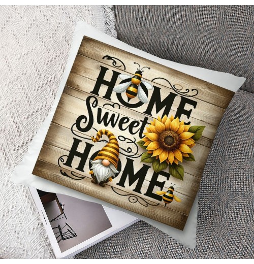 Ulloord Home Sweet Home Farmhouse pillow Covers Rustic Sunflower Throw pillow Covers Bee Farm pillow Case Outdoor Yellow Floral Cushion Cover for Sofa