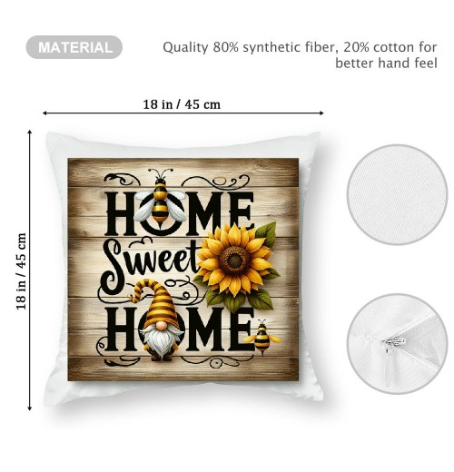 Ulloord Home Sweet Home Farmhouse pillow Covers Rustic Sunflower Throw pillow Covers Bee Farm pillow Case Outdoor Yellow Floral Cushion Cover for Sofa