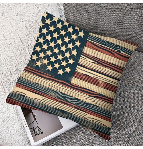 Ulloord  Throw pillow Covers Retro Rustic Wood Background with Vintage USA American Flag Decorative pillow Covers for Independence Day pillow Case Cushion Cover Home Bed Couch