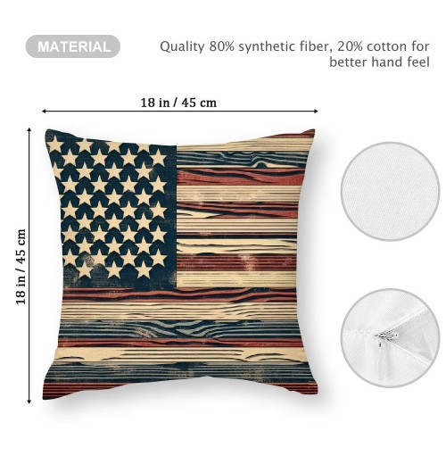 Ulloord  Throw pillow Covers Retro Rustic Wood Background with Vintage USA American Flag Decorative pillow Covers for Independence Day pillow Case Cushion Cover Home Bed Couch