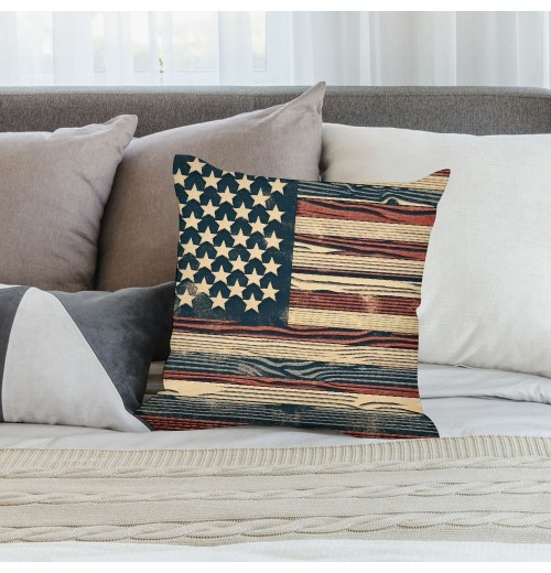 Ulloord  Throw pillow Covers Retro Rustic Wood Background with Vintage USA American Flag Decorative pillow Covers for Independence Day pillow Case Cushion Cover Home Bed Couch