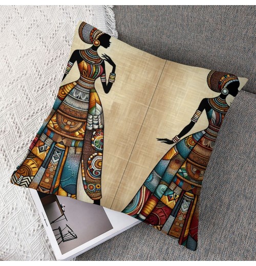 Ulloord  African pillow Covers Vintage Colorful African Women Art Painting Throw pillow Case Cushion Covers Home Decorative Throw pillowcases