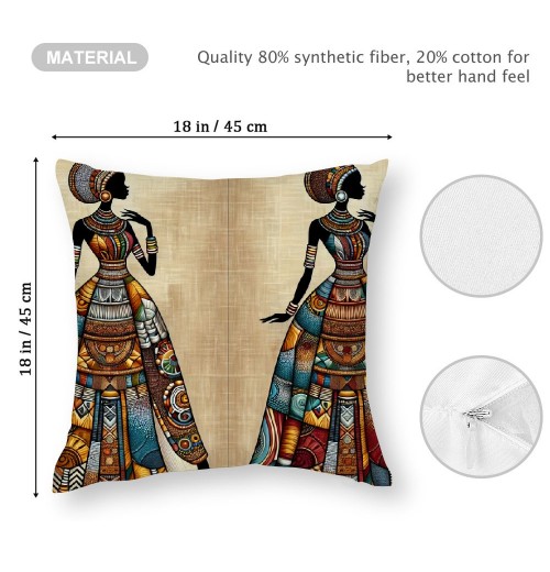 Ulloord  African pillow Covers Vintage Colorful African Women Art Painting Throw pillow Case Cushion Covers Home Decorative Throw pillowcases