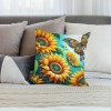 Ulloord Throw pillow Covers Vibrant Sunflower with Insect Butterfly Pattern Decorative pillowcases Throw pillow Case Home Couch Cushion Cover for Summer Decor