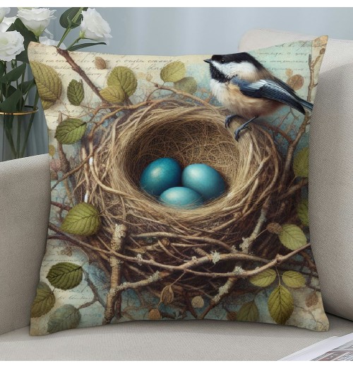 Ulloord pillow Covers Vintage Bird Nest Decorative Throw pillow Case Cushion Cover for Bed Office Living Room Sofa