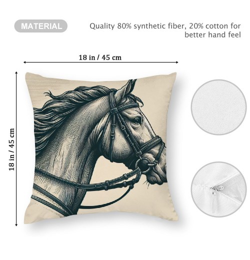 Ulloord  Horse Throw pillow Covers, Rustic Animals Horse Art Pattern Cushion Case for Home Living Room Decor, Retro Farmhouse Horse Black Brown Decorative Throw Cushion Case