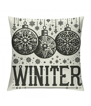 Ulloord Gray Christmas pillow Covers Farmhouse Christmas Decorations Tree Snow Hello Holiday Decor Throw Cushion Case for Home Couch