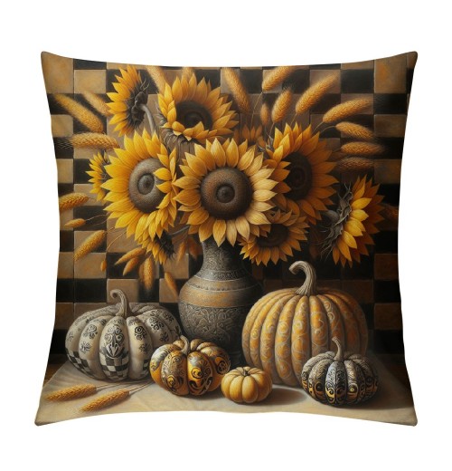 Ulloord Fall Decor pillow Covers Pumpkin Farmhouse Decorations Pumpkin Sunflower Farm Truck Throw Cushion Case for Fall Thanksgiving Home Decorative pillows