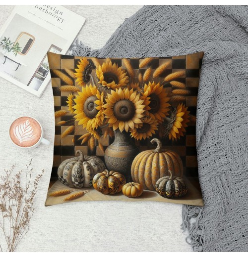 Ulloord Fall Decor pillow Covers Pumpkin Farmhouse Decorations Pumpkin Sunflower Farm Truck Throw Cushion Case for Fall Thanksgiving Home Decorative pillows