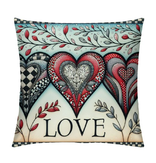 Ulloord  Valentines Day Throw pillow Covers, Love Heart Tree Spring Farmhouse Holiday Red Cushion Case for Home Sofa Couch Decoration