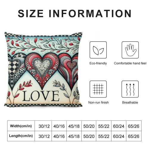 Ulloord  Valentines Day Throw pillow Covers, Love Heart Tree Spring Farmhouse Holiday Red Cushion Case for Home Sofa Couch Decoration