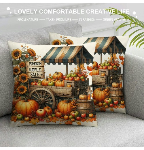 Ulloord Fall Decor pillow Covers Pumpkin Farmhouse Decorations Sunflower Throw Cushion Case for Fall Thanksgiving Home Decorative pillows