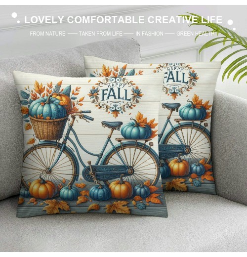 Ulloord Fall Decor pillow Covers Thanksgiving Blue Pumpkin Farmhouse Decorations Thankful Farm Outdoor Fall pillows Decorative Throw Cushion Case for Home Couch