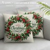 Ulloord  Merry Christmas Wreath Throw pillow Cover Home Decor Cushion Case for Sofa Couch Farmhouse Christmas Decorations