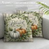 Ulloord  Fall pillow Covers Thanksgiving Gray Buffalo Check Farmhouse Decorations Blue Pumpkin Outdoor Autumn Farm pillows Decorative Throw Cushion Case for Home Decor