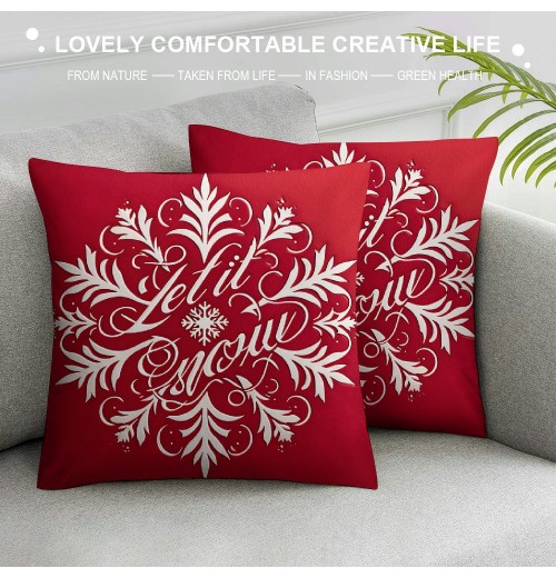 Ulloord Red Christmas pillow Covers Farmhouse Christmas Decorations Merry Christmas Winter Holiday Decor Throw Cushion Case for Home Couch