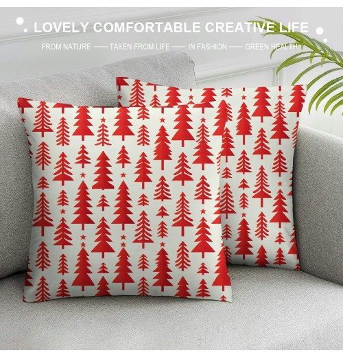 Ulloord Red Christmas pillow Covers Farmhouse Christmas Decorations Merry Christmas Tree Winter Holiday Decor Throw Cushion Case for Home Couch