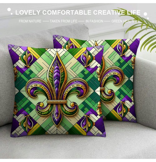 Ulloord Mardi Gras pillow Covers Spring Farmhouse Decor Truck Holiday Decorations Throw Cushion Case for Home Decorations