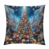 Ulloord Teal Christmas pillow Covers Farmhouse Christmas Decorations Snowman with Floral Wreath with Winter Holiday Decor for Home 