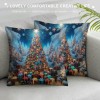 Ulloord Teal Christmas pillow Covers Farmhouse Christmas Decorations Snowman with Floral Wreath with Winter Holiday Decor for Home 