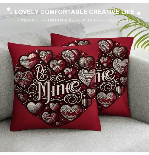 Ulloord  Valentines Day Throw pillow Covers , Love Heart Spring Farmhouse Holiday Red Cushion Case for Home Sofa Couch Decoration