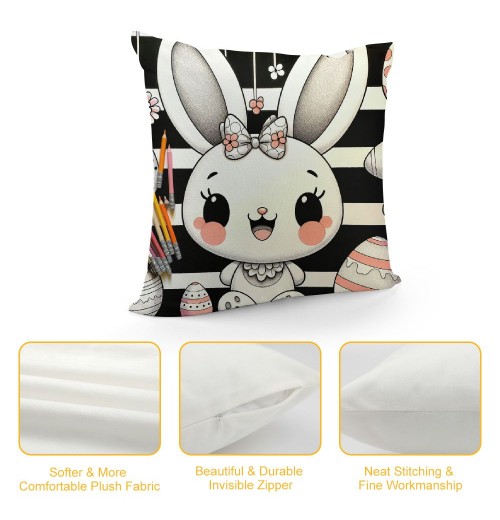 Ulloord Easter pillow Covers, Decorative Easter Bunny Eggs pillow Covers Spring Decorations for Living Room Sofa Couch Bed Patio Indoor Outdoor Home Decor