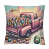 Ulloord pillow Covers, Rabbits Bunny Hello Peeps Eggs Truck Striped Farmhouse Decorative Throw pillowcases for Home Sofa Couch Decoration