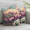 Ulloord pillow Covers, Rabbits Bunny Hello Peeps Eggs Truck Striped Farmhouse Decorative Throw pillowcases for Home Sofa Couch Decoration