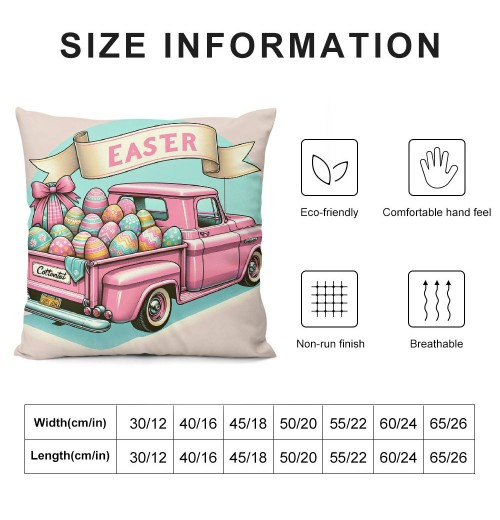 Ulloord pillow Covers, Rabbits Bunny Hello Peeps Eggs Truck Striped Farmhouse Decorative Throw pillowcases for Home Sofa Couch Decoration