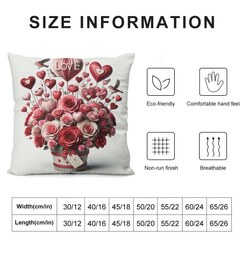 Ulloord Valentines Day Throw pillow Covers , Love Floral Spring Farmhouse Holiday Red Cushion Case for Home Sofa Couch Decoration