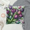 Ulloord Purple Tulips Rabbit Easter pillow Covers Buuny Eggs Easter Decorations Flowers Spring Farmhouse Throw Cushion Case for Home Sofa Couch