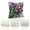 Ulloord Purple Tulips Rabbit Easter pillow Covers Buuny Eggs Easter Decorations Flowers Spring Farmhouse Throw Cushion Case for Home Sofa Couch