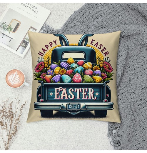 Ulloord Easter pillow Covers Easter Decorations for Home Bunny Truck Hello pillows Easter Decorative Throw pillows Spring Easter Farmhouse Decor