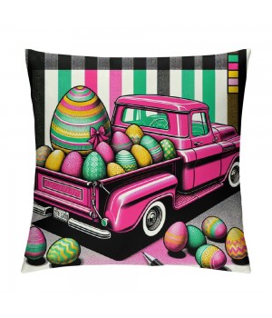 Ulloord  Easter pillow Covers Easter Decorations for Spring Farmhouse pillows Easter Decorative Throw pillows Buffalo Plaid Bunny Eggs Throw Cushion Case for Home Decor