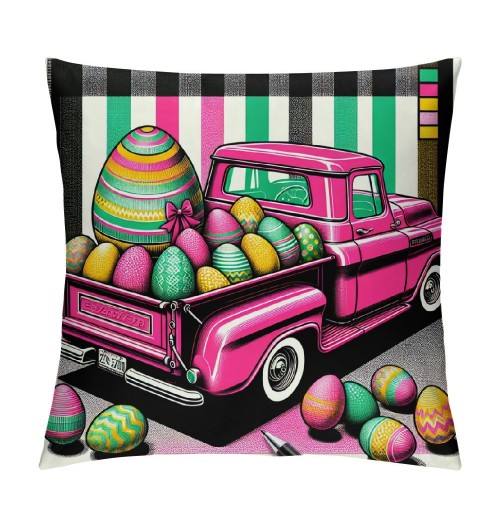 Ulloord  Easter pillow Covers Easter Decorations for Spring Farmhouse pillows Easter Decorative Throw pillows Buffalo Plaid Bunny Eggs Throw Cushion Case for Home Decor