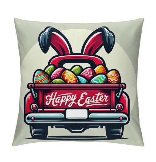 Ulloord Easter pillow Covers Easter Decorations for Home Bunny Truck Hello pillows Easter Decorative Throw pillows Spring Easter Farmhouse Decor