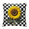 PHYHOO Summer decoration Square pillowcase Sunflower decoration farmhouse hug pillowcase Buffalo plaid short plush pillowcase home decor