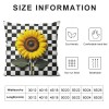 PHYHOO Summer decoration Square pillowcase Sunflower decoration farmhouse hug pillowcase Buffalo plaid short plush pillowcase home decor